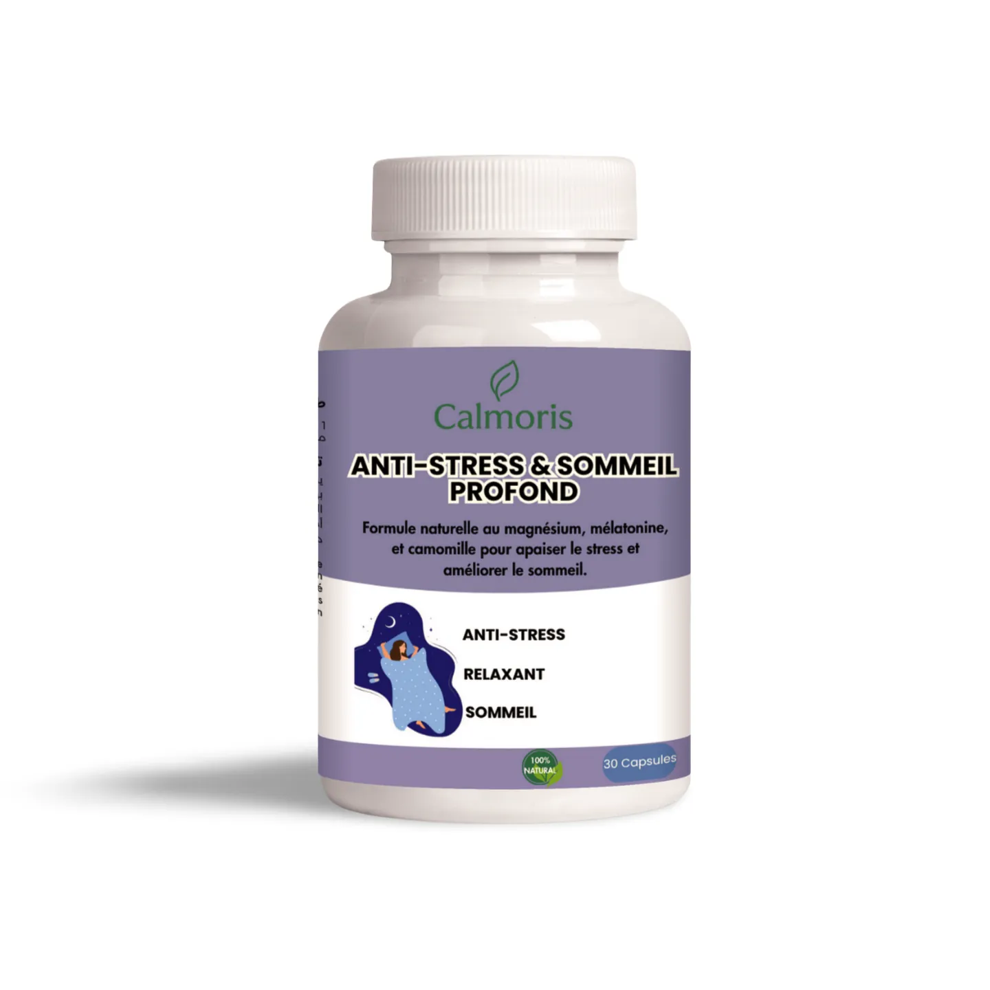 Complément Calmoris Anti-Stress et Sommeil Profond au magnésium et mélatonine – Vue principale
